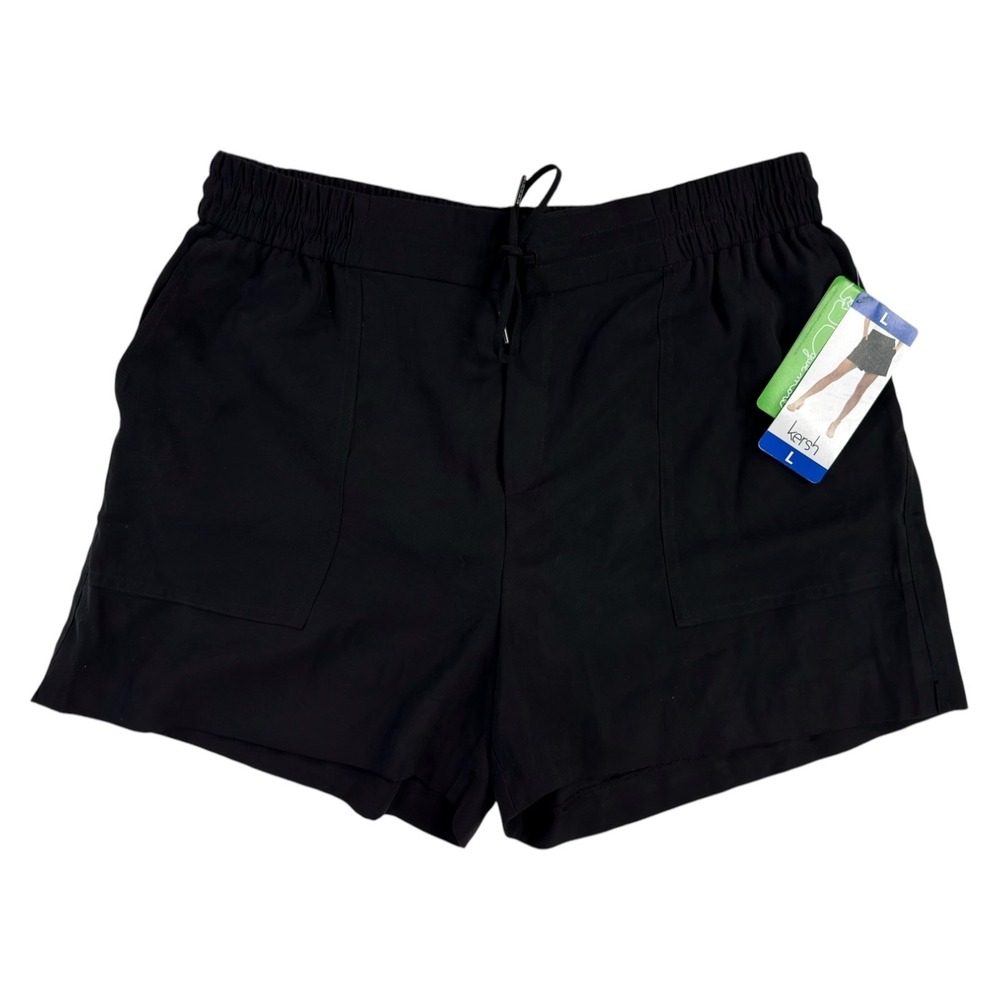 New Kersh Shorts Womens L Black Pull On Lenzing Ecovero Rayon Travel Summer